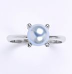 Stbrn prsten - perla Swarovski - T 1400 light blue